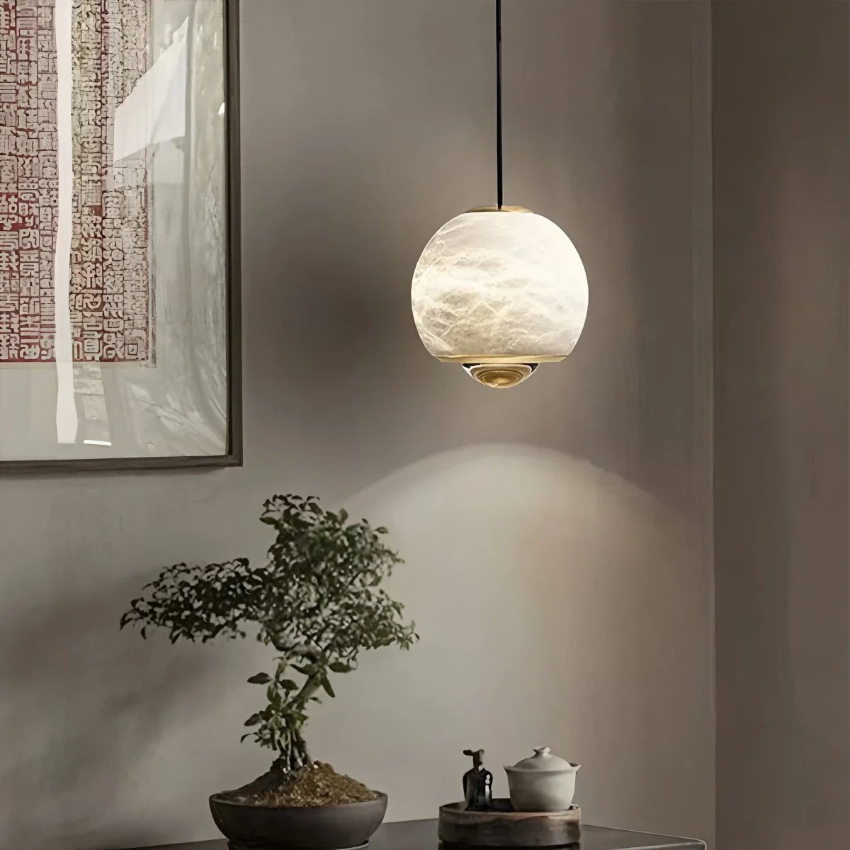 Feyran Modern Adjustable Spanish Alabaster Pendant Light