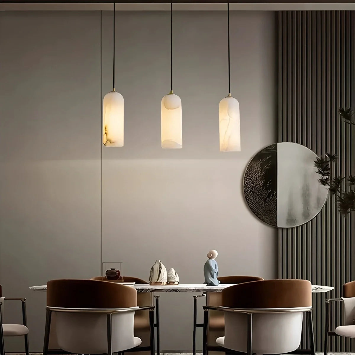Feyran Modern All Copper Spanish Alabaster Pendant Light