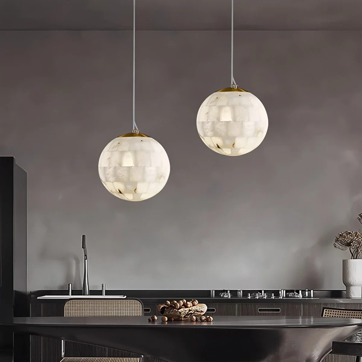 Feyran Modern Creative Spliced Ball Spanish Alabaster Pendant Light