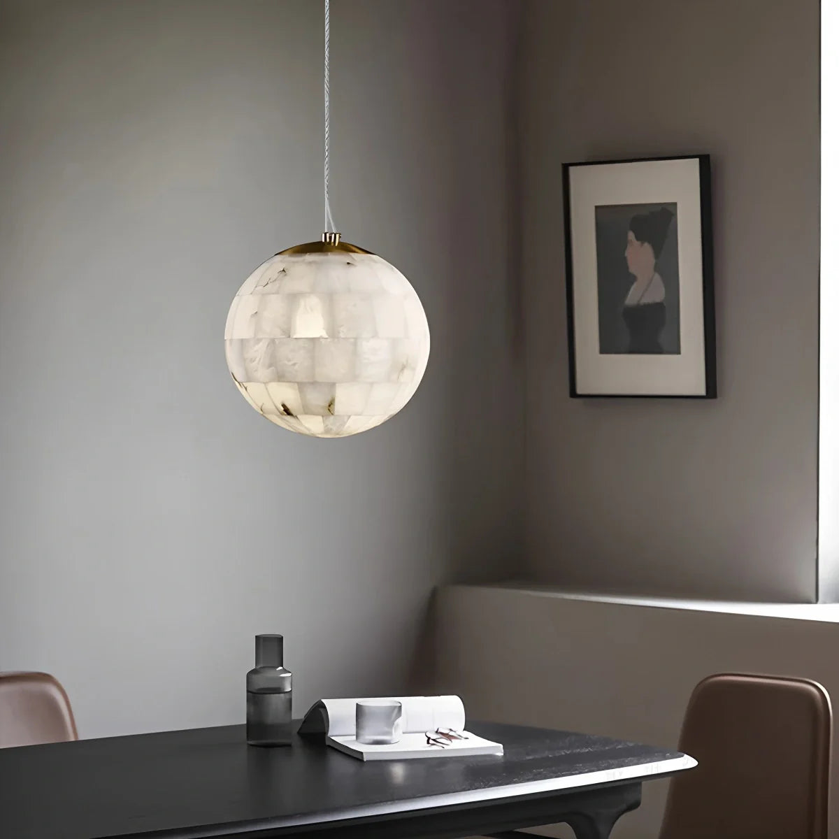 Feyran Modern Creative Spliced Ball Spanish Alabaster Pendant Light