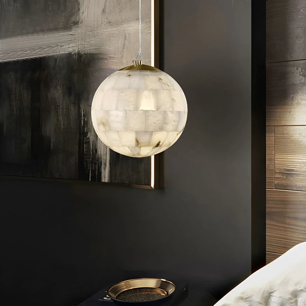 Feyran Modern Creative Spliced Ball Spanish Alabaster Pendant Light