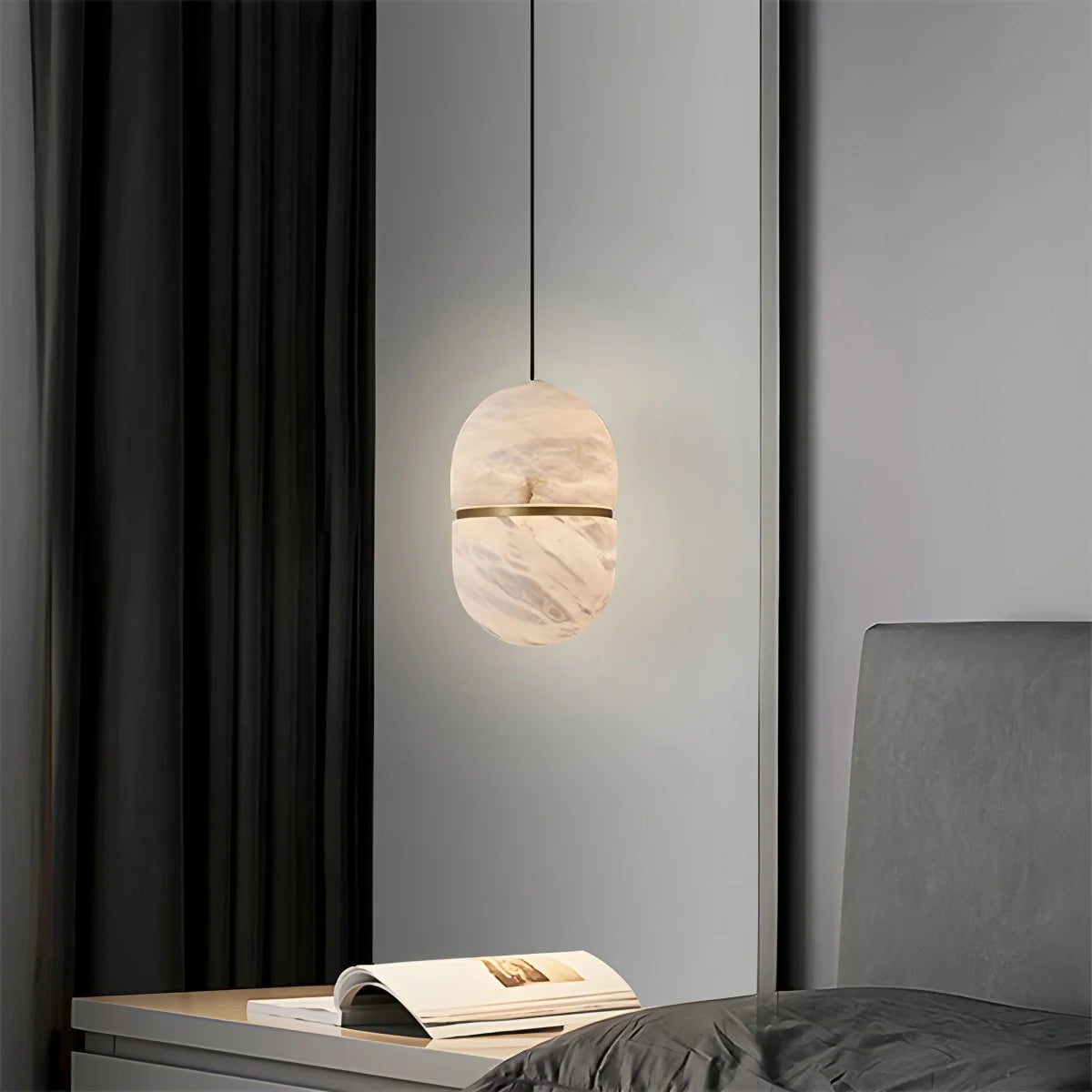 Feyran Modern Luxury Oval Spanish Alabaster Pendant Light