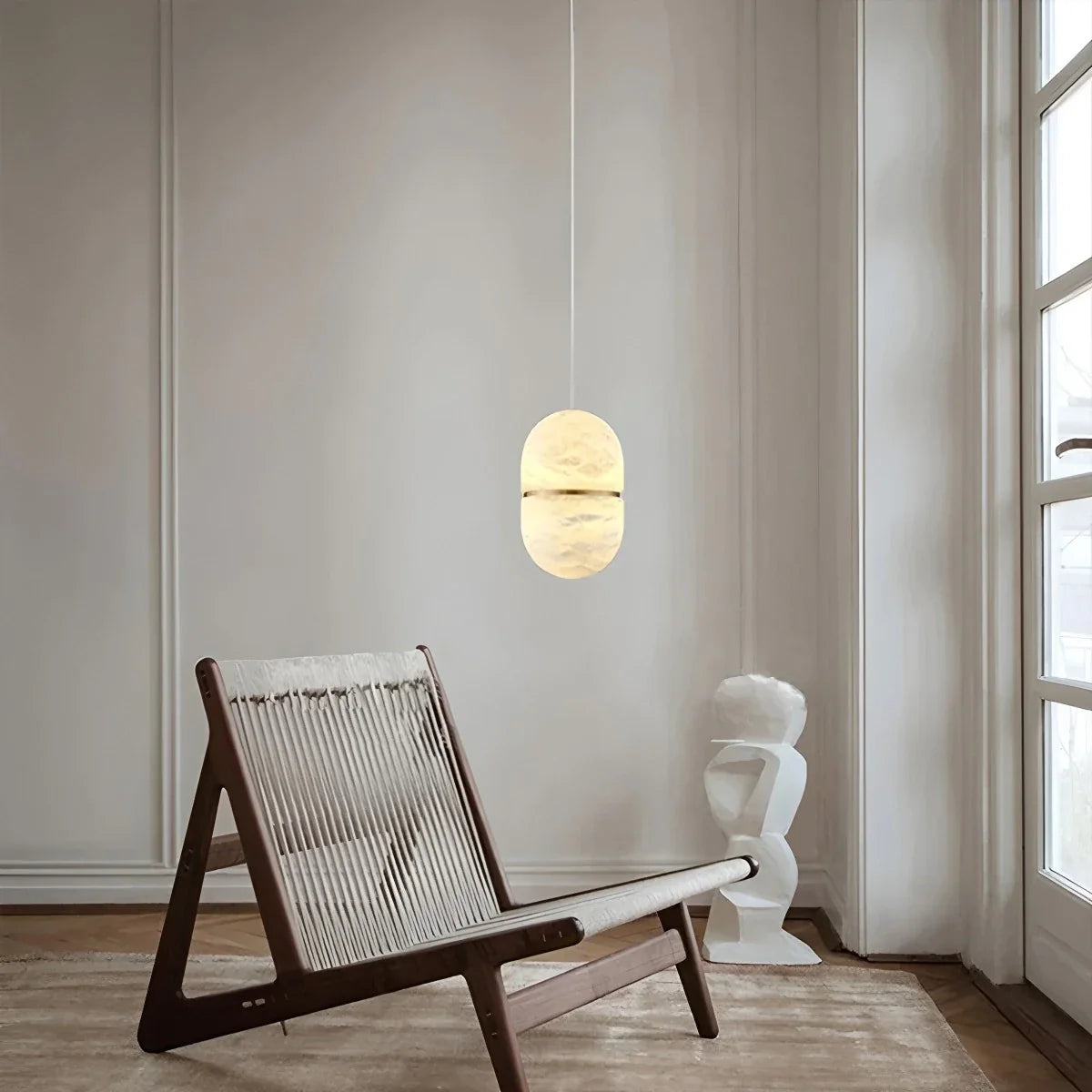 Feyran Modern Luxury Oval Spanish Alabaster Pendant Light