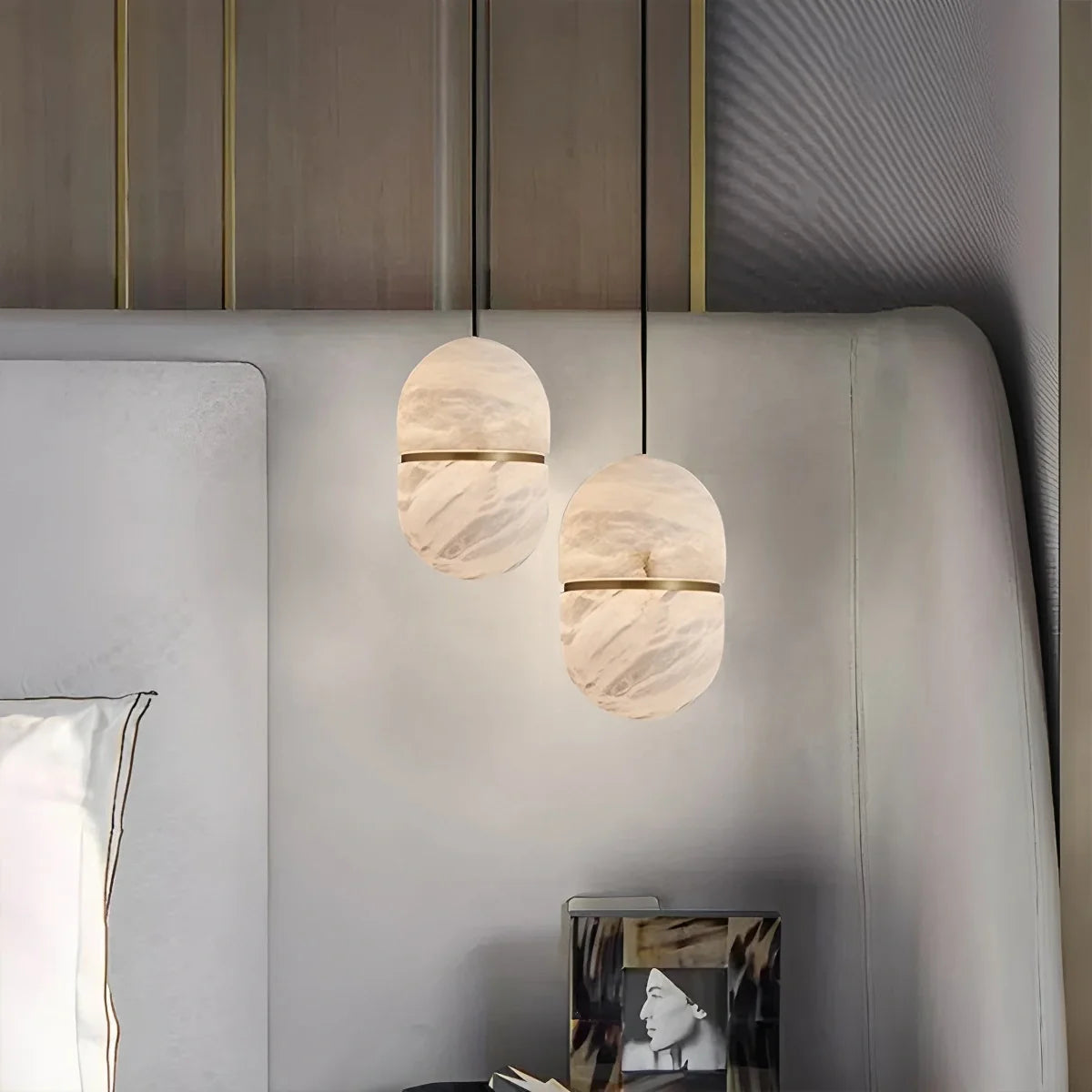 Feyran Modern Luxury Oval Spanish Alabaster Pendant Light