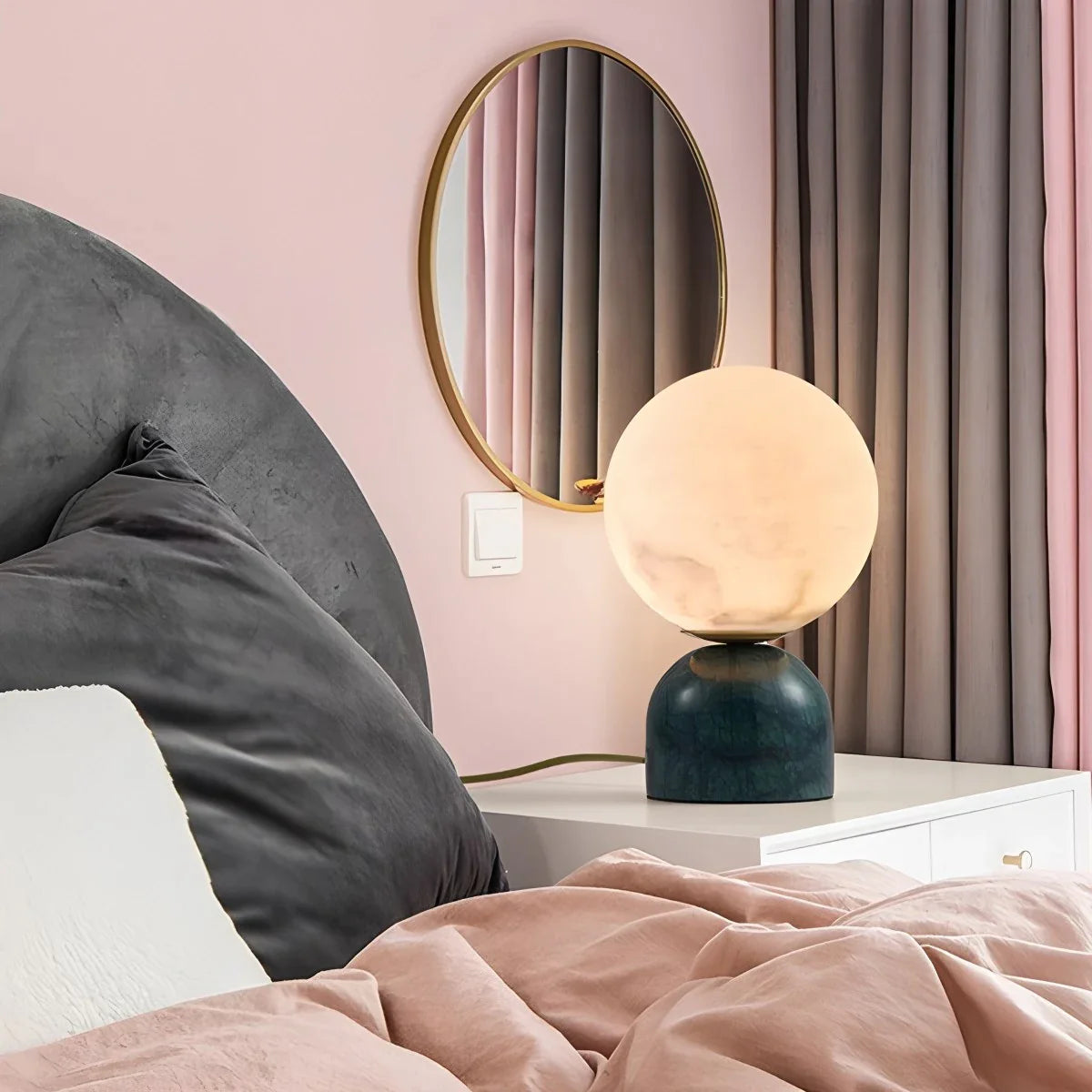 Feyran Modern Globe Spanish Alabaster Table Lamp Bedside Lighting