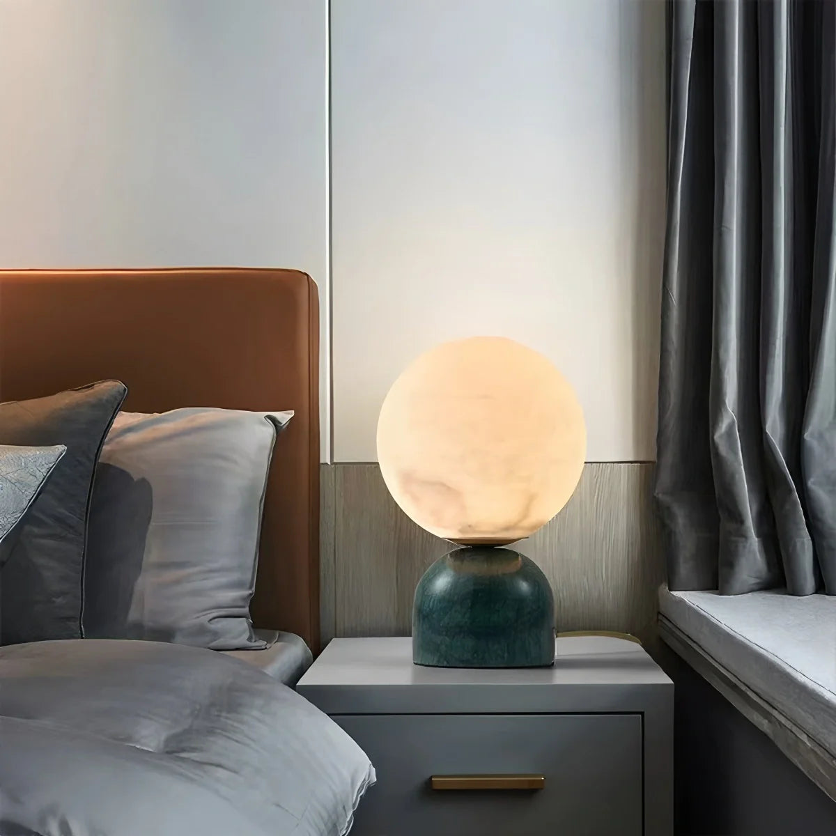 Feyran Modern Globe Spanish Alabaster Table Lamp Bedside Lighting