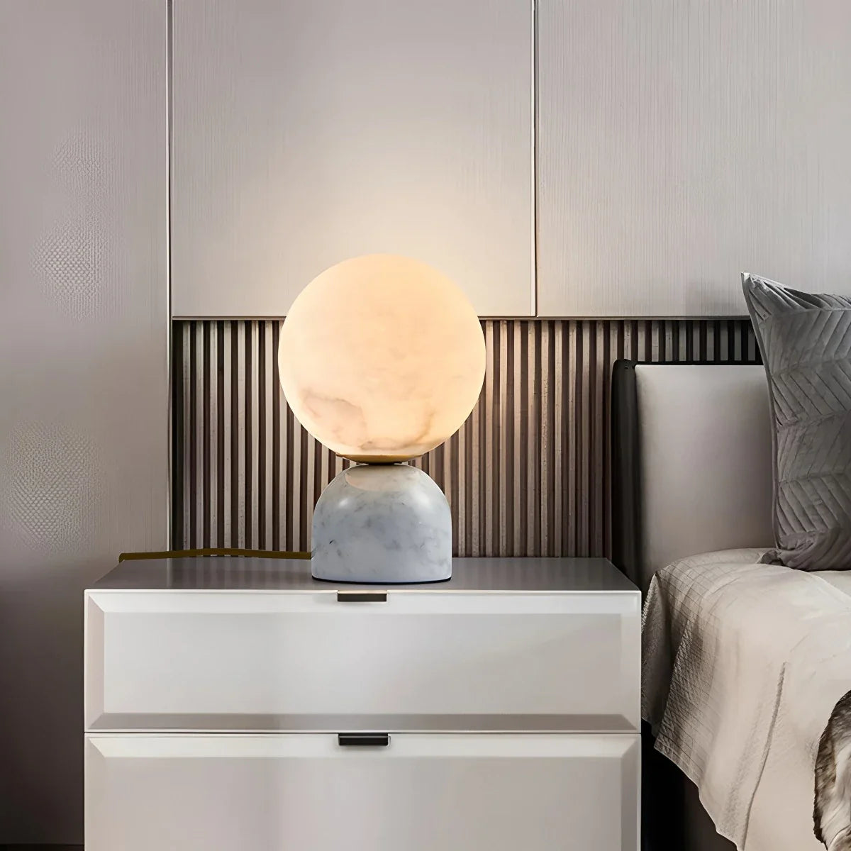 Feyran Modern Globe Spanish Alabaster Table Lamp Bedside Lighting