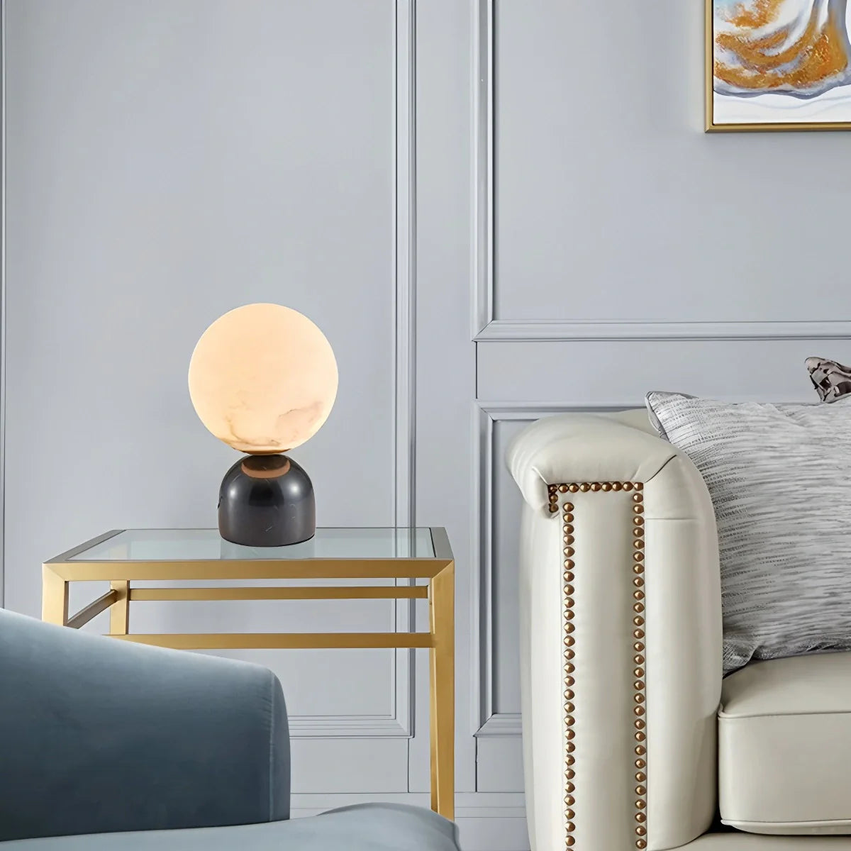 Feyran Modern Globe Spanish Alabaster Table Lamp Bedside Lighting