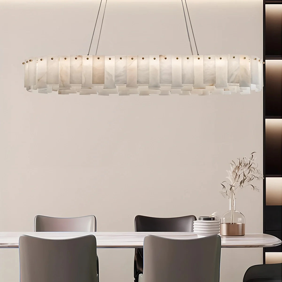 Feyran Modern Ring Spanish Alabaster Chandelier for Living Room