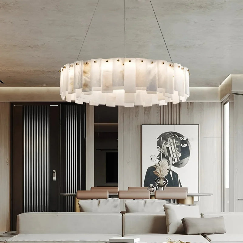 Feyran Modern Ring Spanish Alabaster Chandelier for Living Room