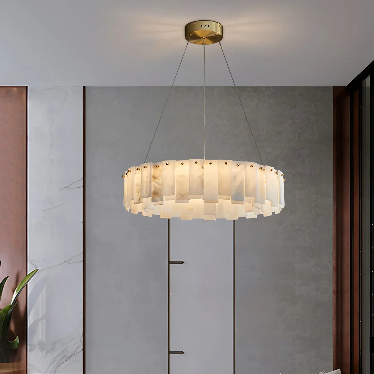 Feyran Modern Ring Spanish Alabaster Chandelier for Living Room