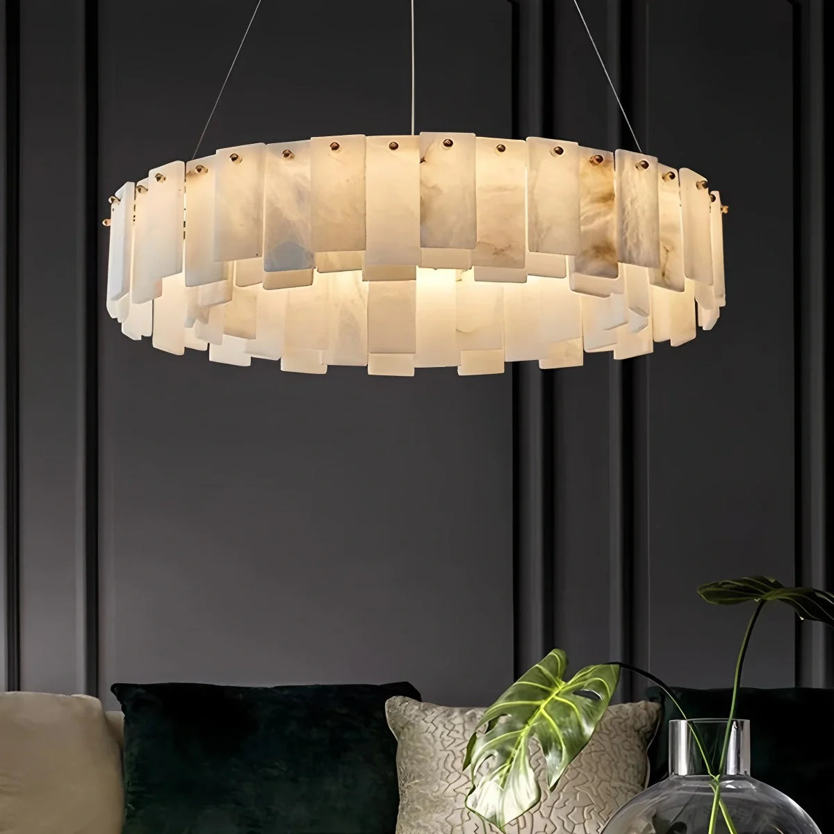 Feyran Modern Ring Spanish Alabaster Chandelier for Living Room