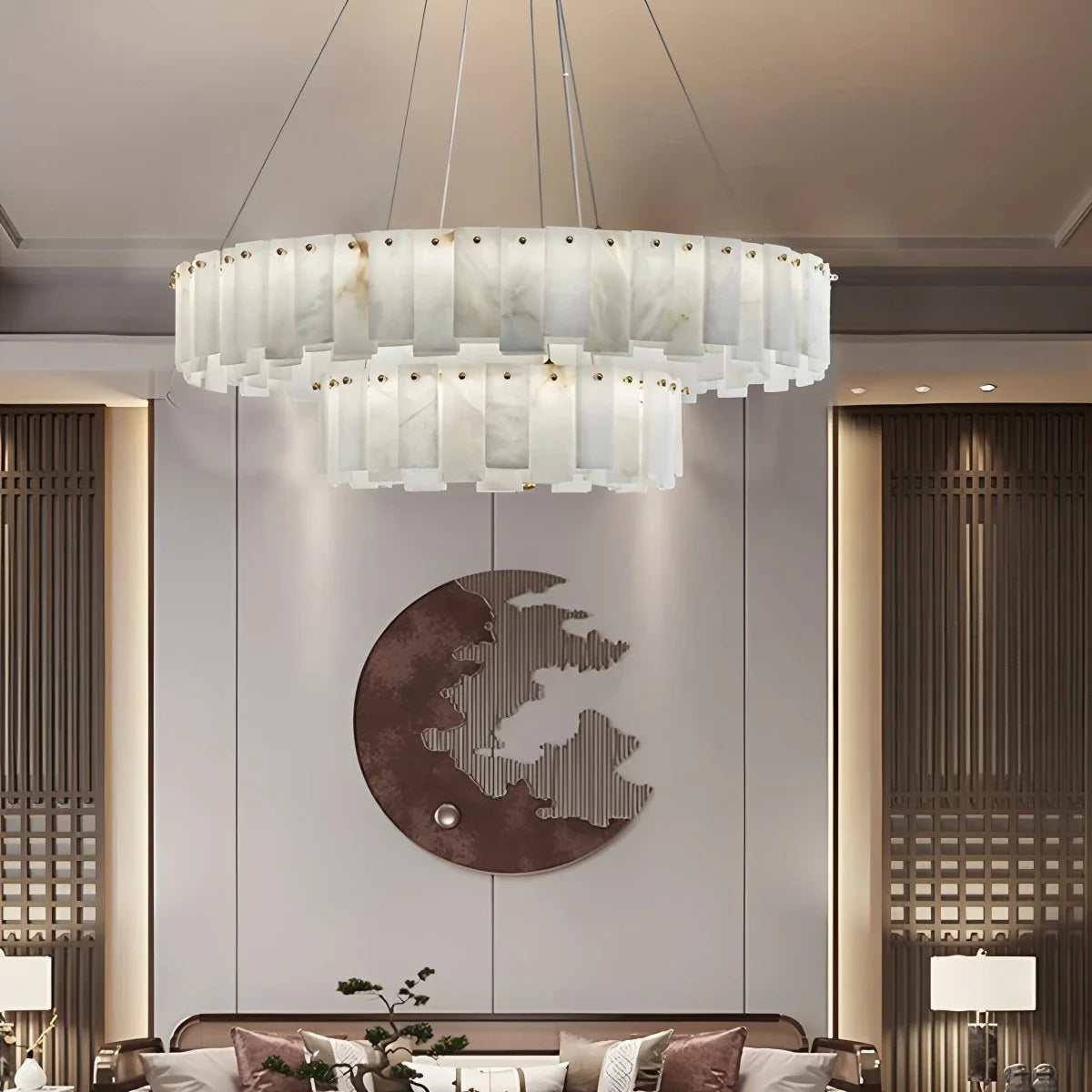 Feyran Modern Ring Spanish Alabaster Chandelier for Living Room