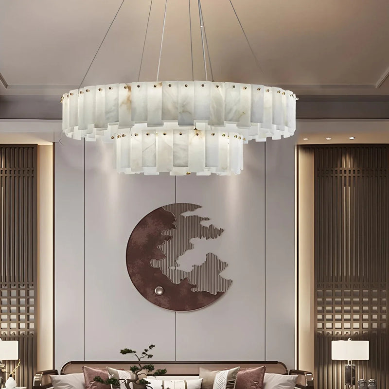 Feyran Modern Ring Spanish Alabaster Chandelier for Living Room