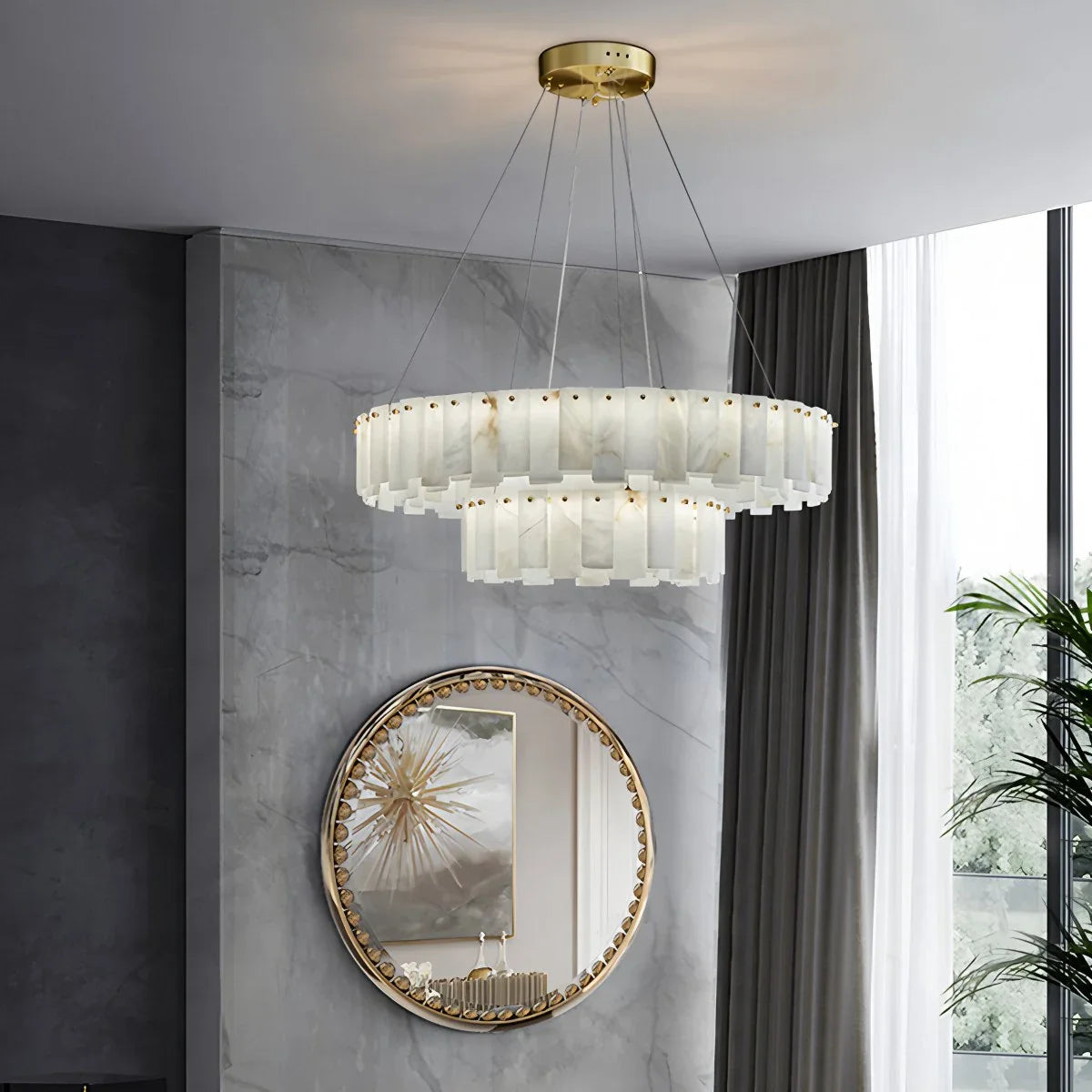 Feyran Modern Ring Spanish Alabaster Chandelier for Living Room