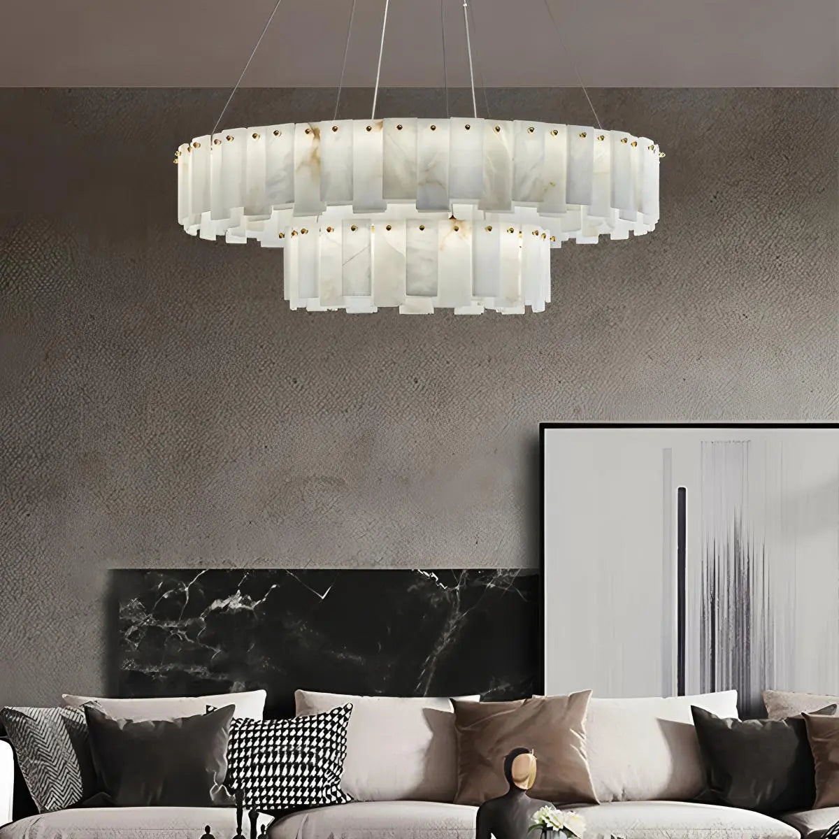 Feyran Modern Ring Spanish Alabaster Chandelier for Living Room