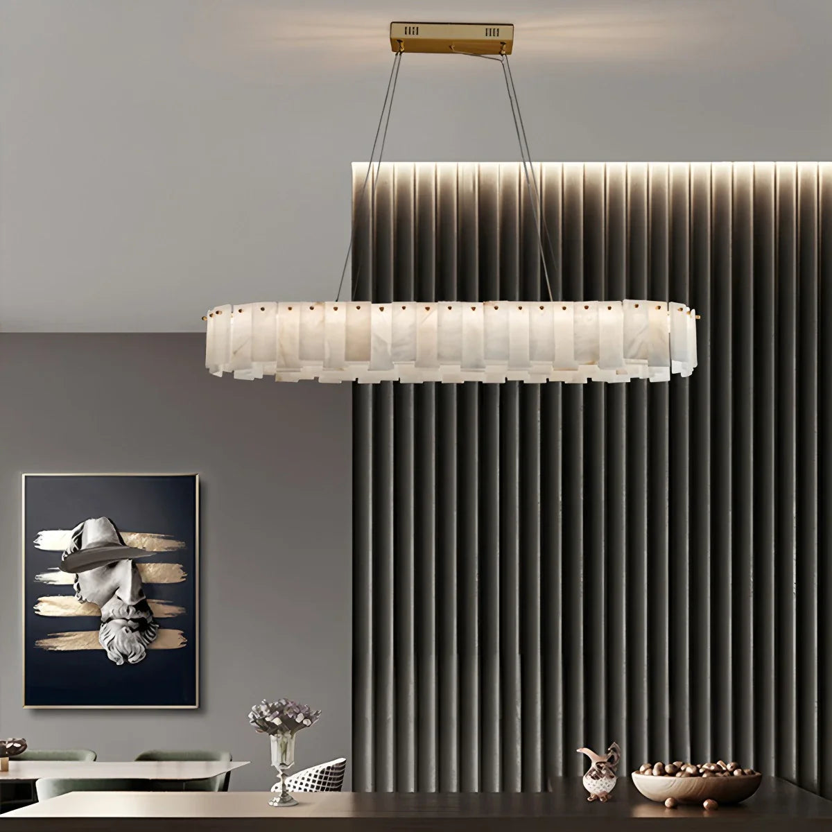 Feyran Modern Ring Spanish Alabaster Chandelier for Living Room