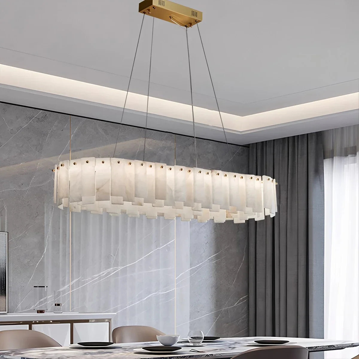 Feyran Modern Ring Spanish Alabaster Chandelier for Living Room