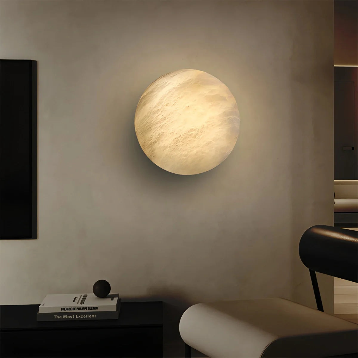 Feyran Modern Minimalist Circular Spanish Alabaster Wall Lamp