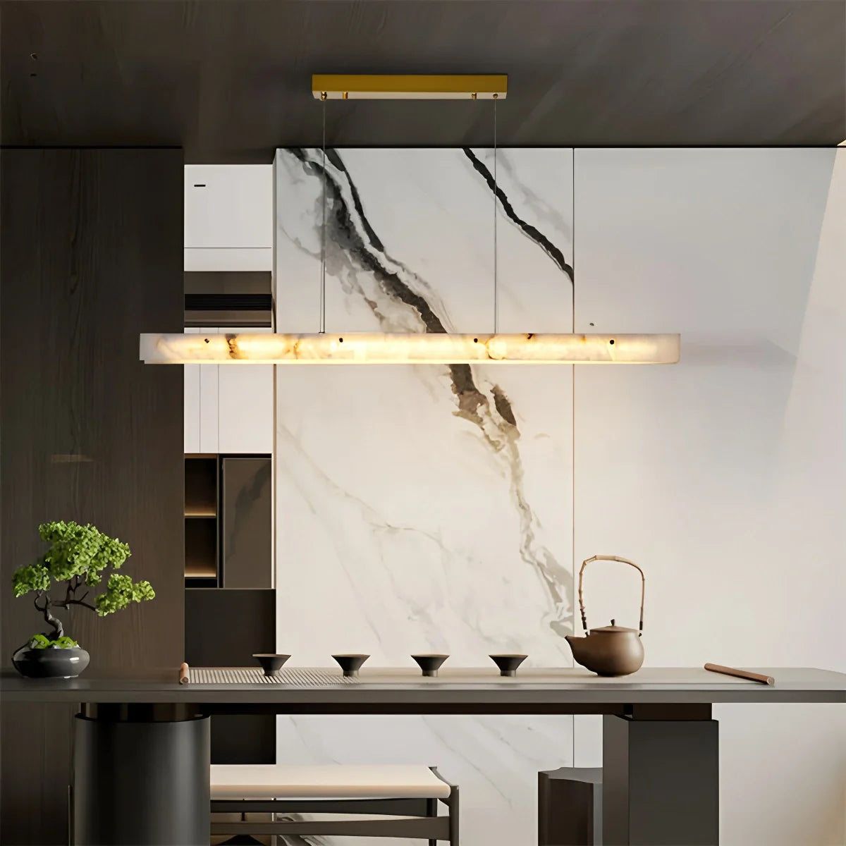 Feyran Modern Minimalist Linear Spanish Alabaster Pendant Light