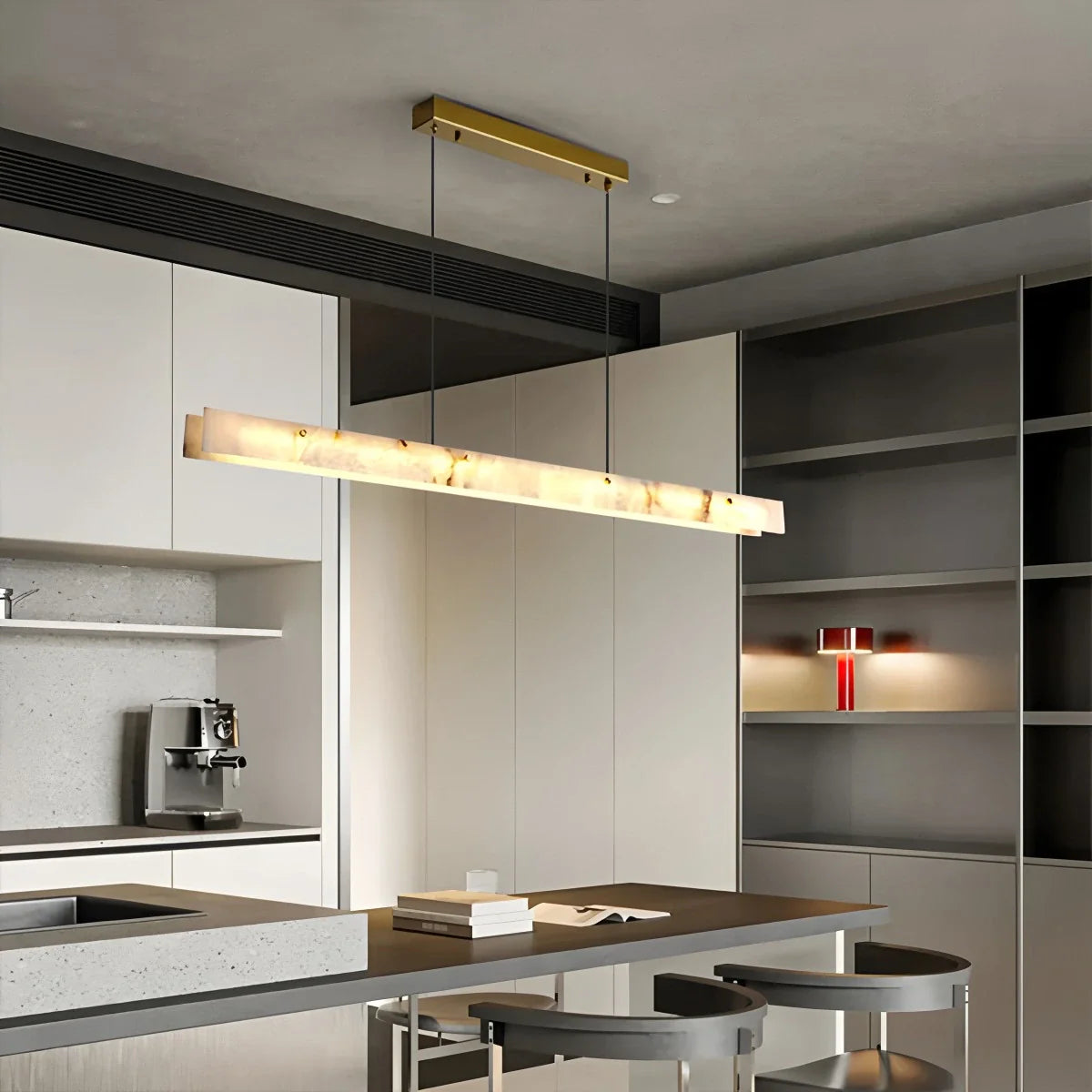 Feyran Modern Minimalist Linear Spanish Alabaster Pendant Light