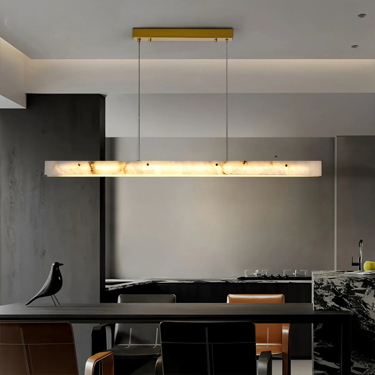 Feyran Modern Minimalist Linear Spanish Alabaster Pendant Light