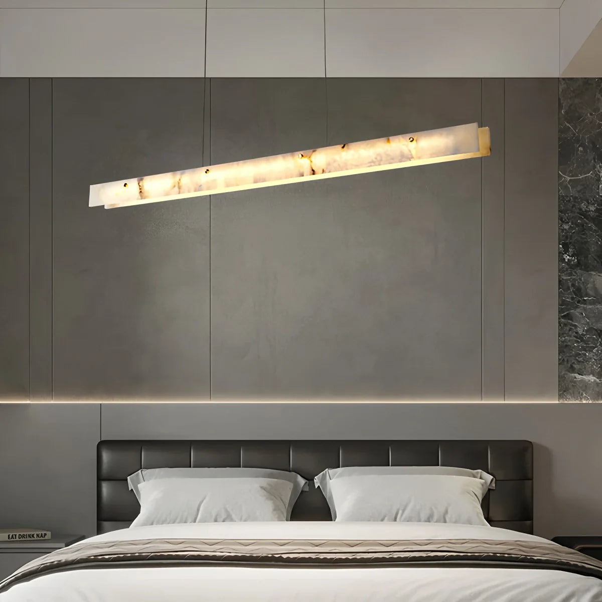 Feyran Modern Minimalist Linear Spanish Alabaster Pendant Light