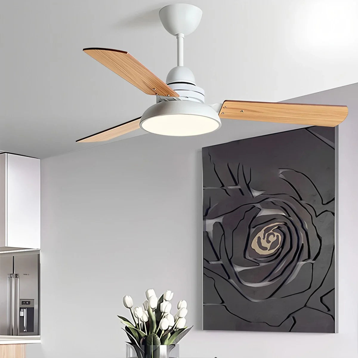 Feyran Modern Minimalist Three Leaf Ceiling Fan Light