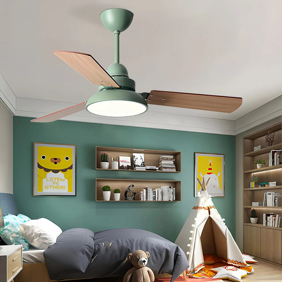 Feyran Modern Minimalist Three Leaf Ceiling Fan Light