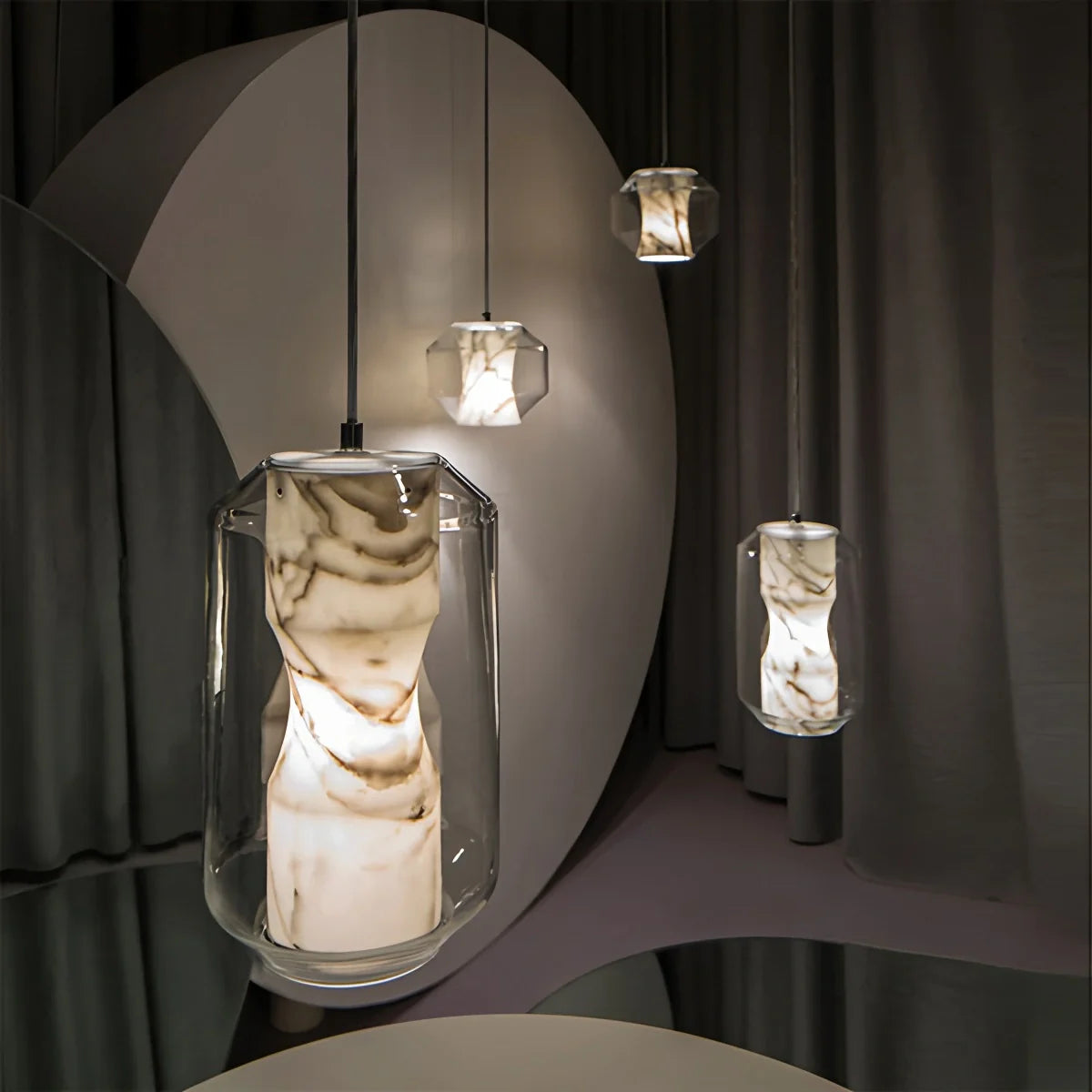 Feyran Modern Alabaster Glass Pendent Light for Bedroom