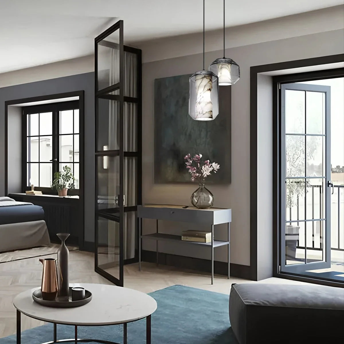 Feyran Modern Alabaster Glass Pendent Light for Bedroom