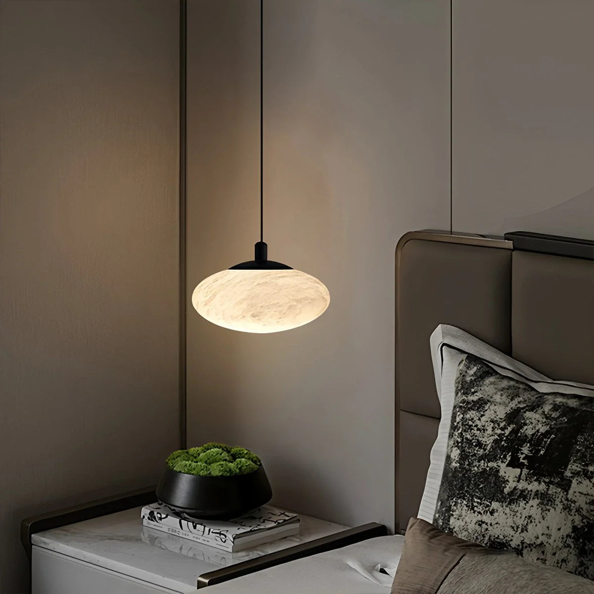 Feyran Modern Oval Bedroom Spanish Alabaster Pendant Light