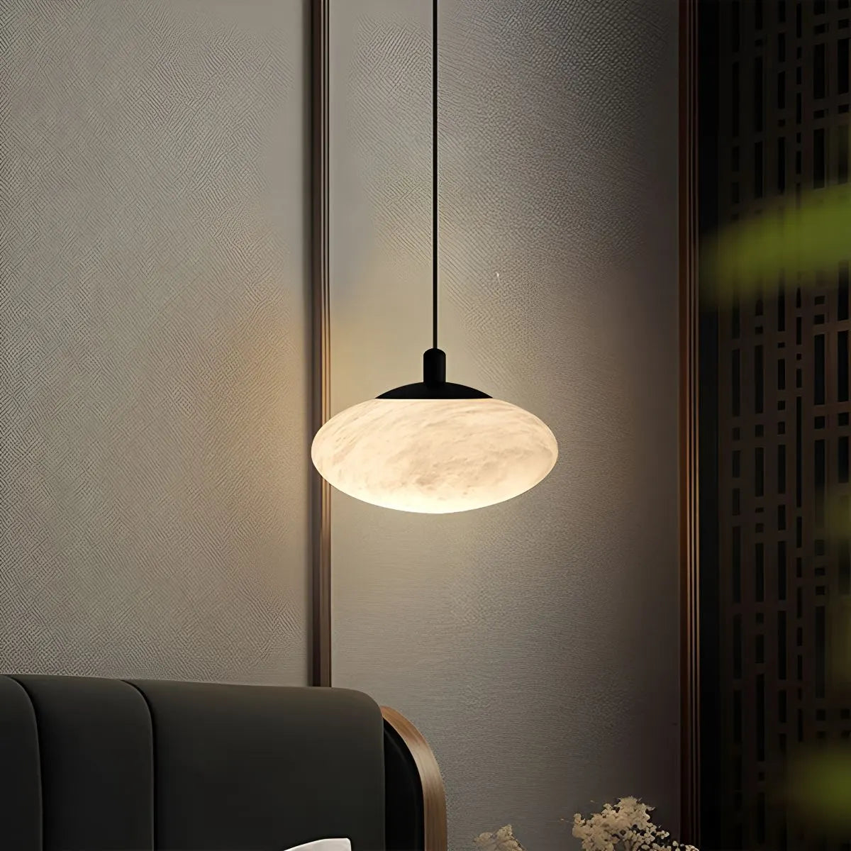 Feyran Modern Oval Bedroom Spanish Alabaster Pendant Light