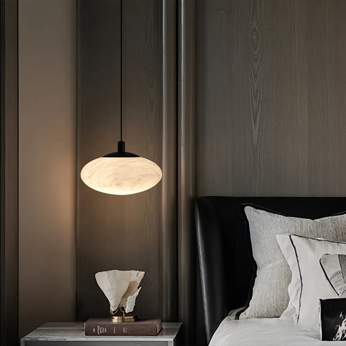 Feyran Modern Oval Bedroom Spanish Alabaster Pendant Light