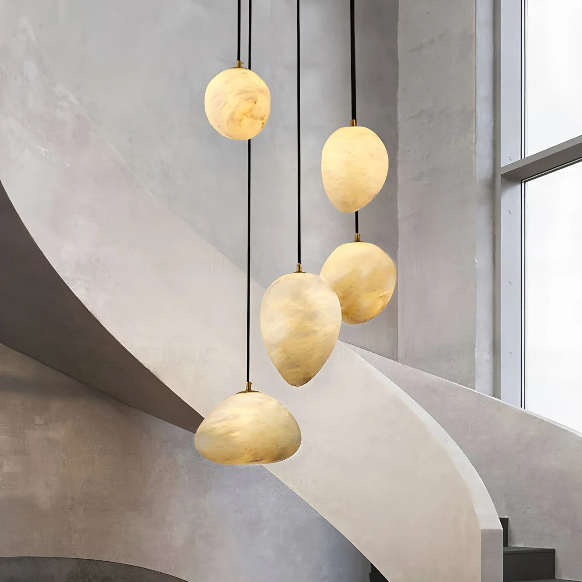 Feyran Modern Pebble Shaped Spanish Alabaster Pendant Light