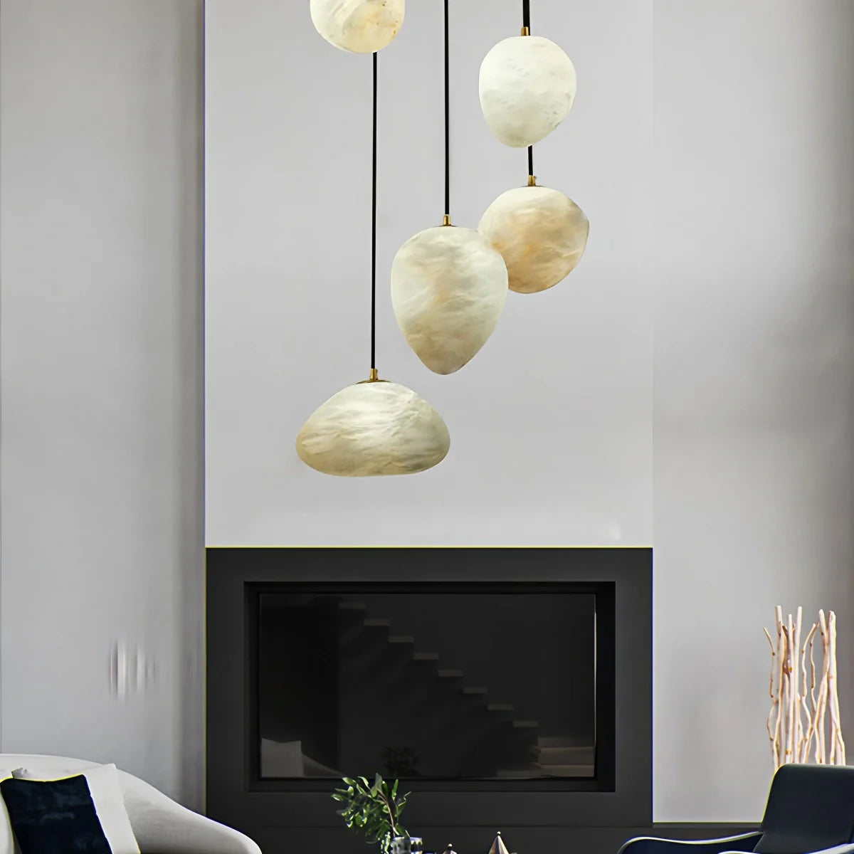 Feyran Modern Pebble Shaped Spanish Alabaster Pendant Light