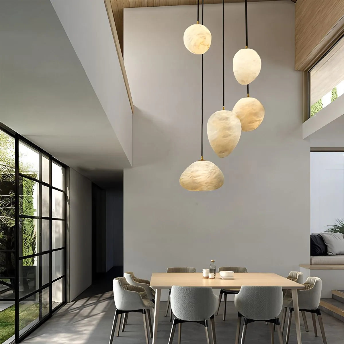 Feyran Modern Pebble Shaped Spanish Alabaster Pendant Light