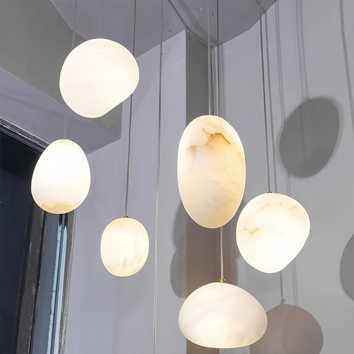 Feyran Modern Pebble Shaped Spanish Alabaster Pendant Light