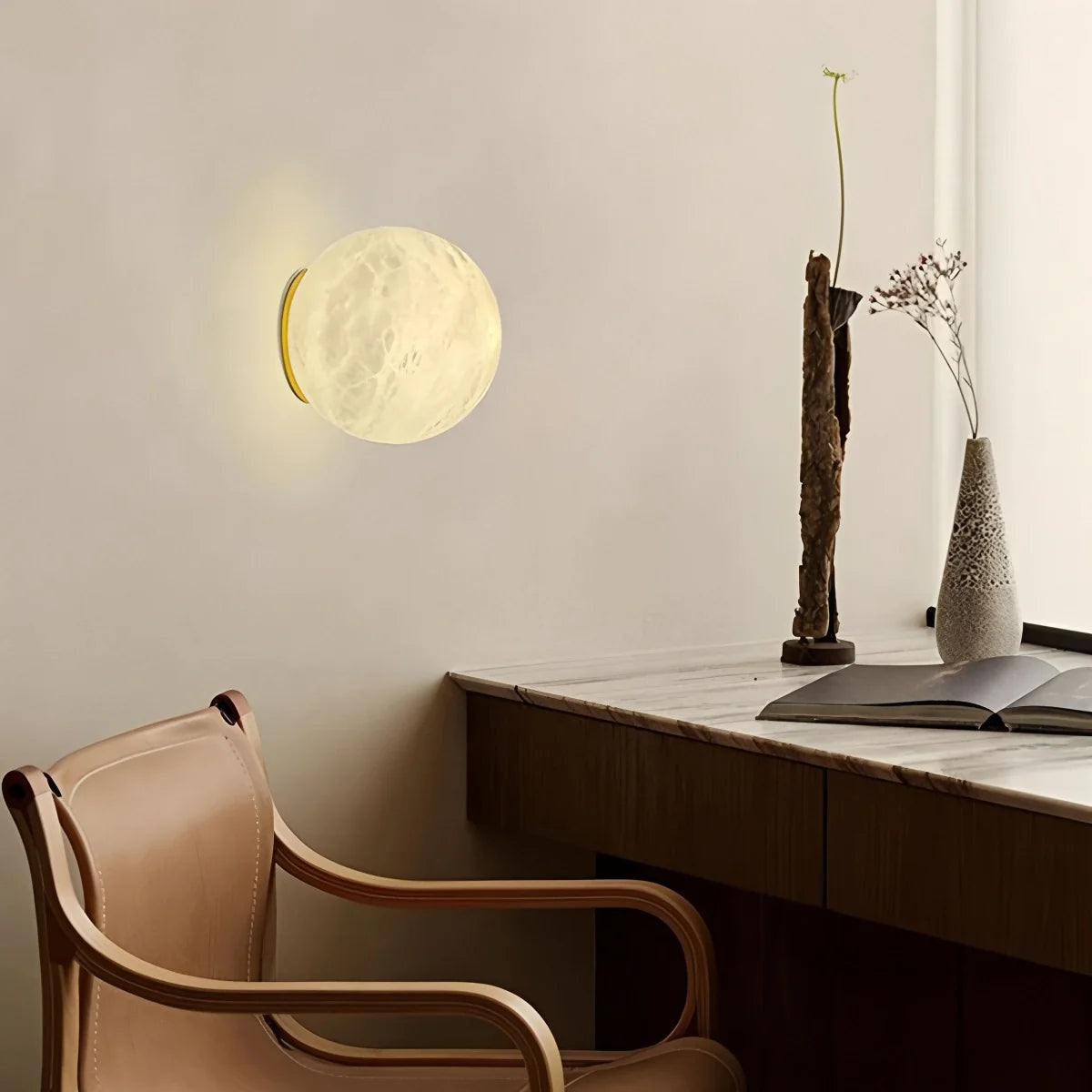 Feyran Modern Spherical Spanish Alabaster Wall Sconce