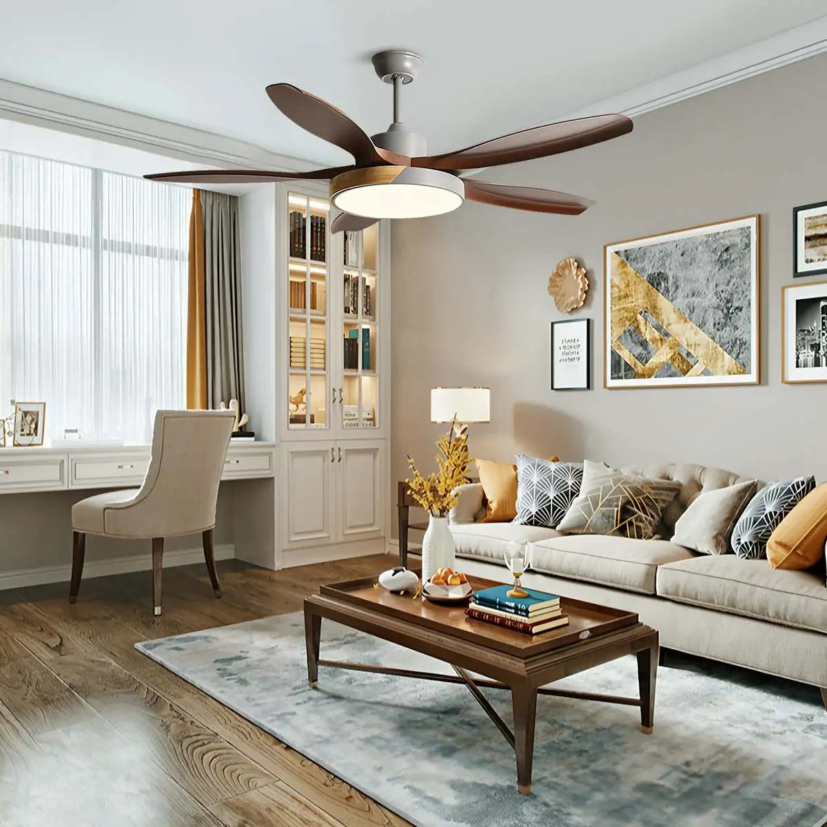 Feyran Nordic Living Room Ceiling Fan with Light