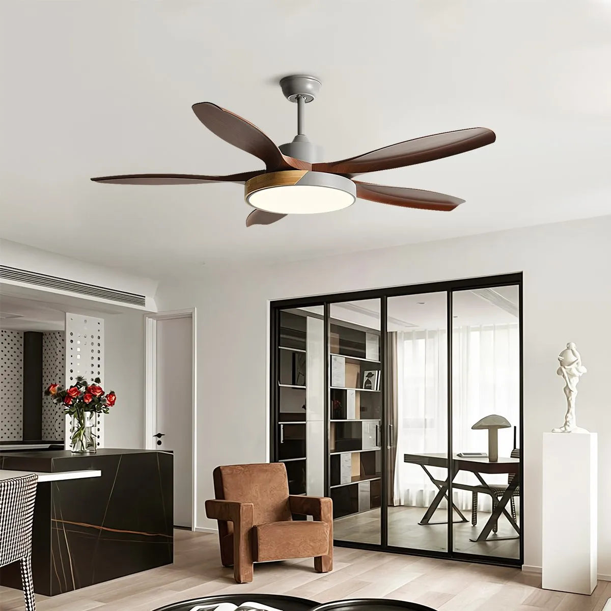Feyran Nordic Living Room Ceiling Fan with Light