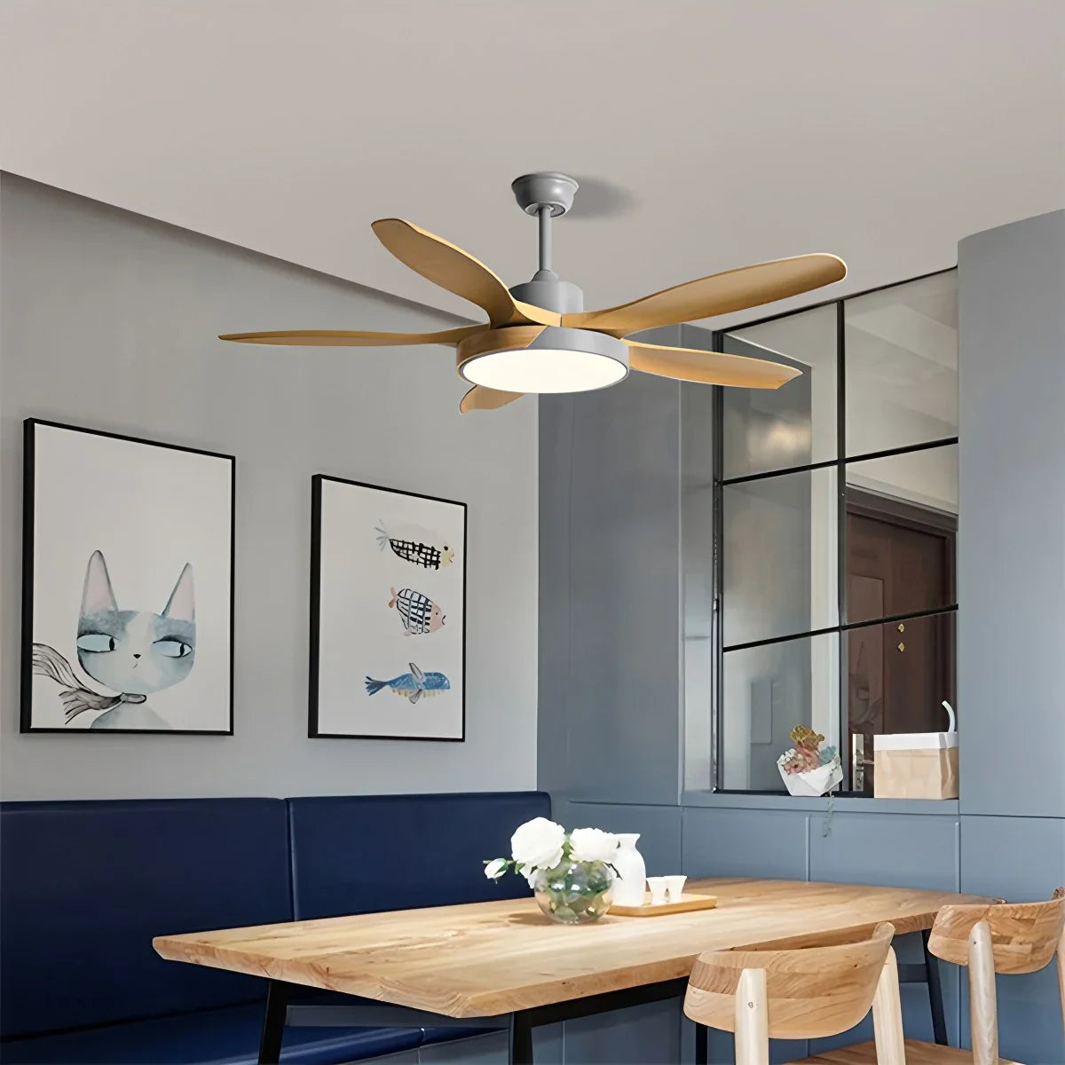 Feyran Nordic Living Room Ceiling Fan with Light
