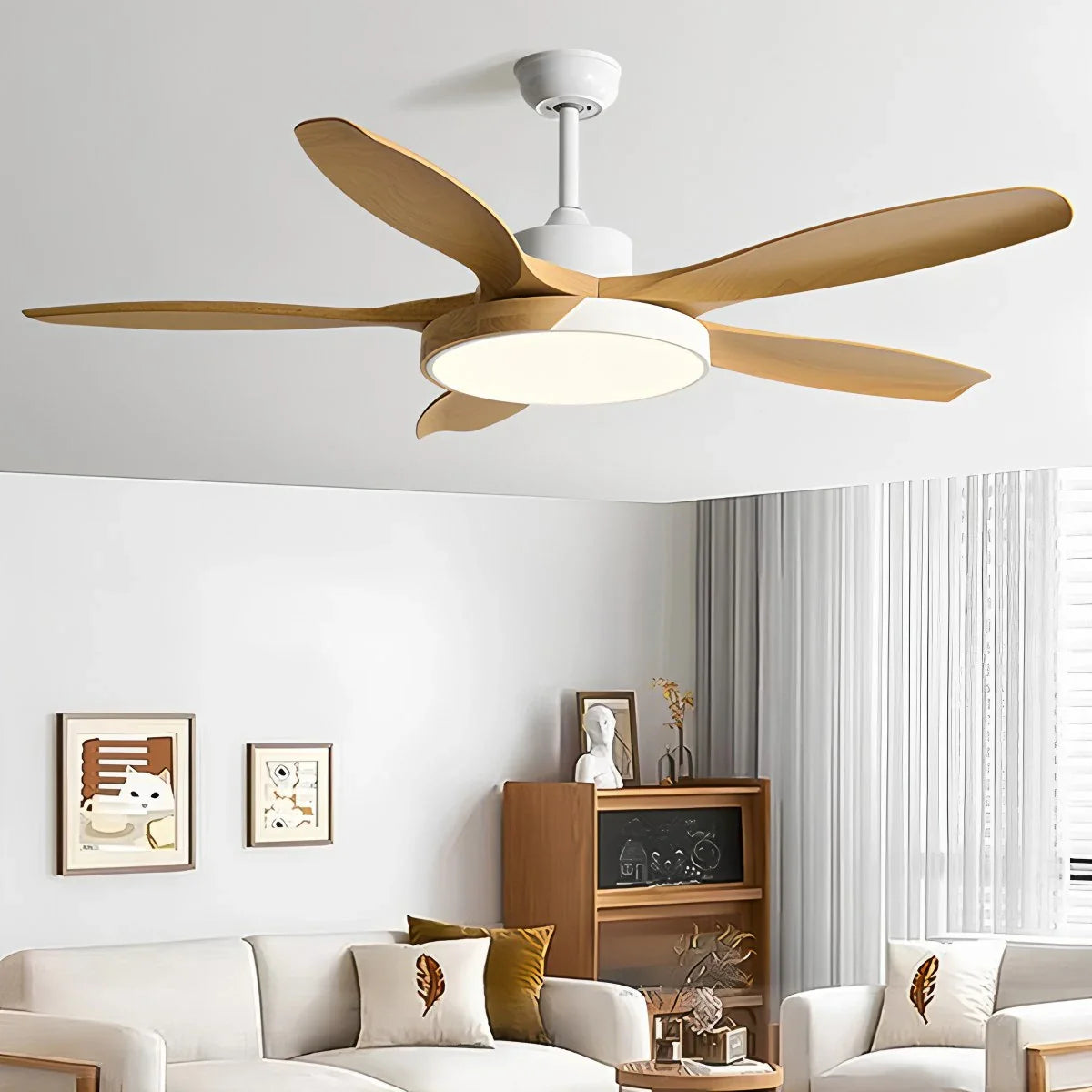 Feyran Nordic Living Room Ceiling Fan with Light