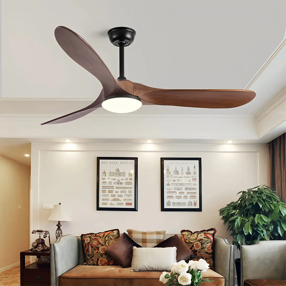 Feyran Nordic Solid Wood Ceiling Fan with Light