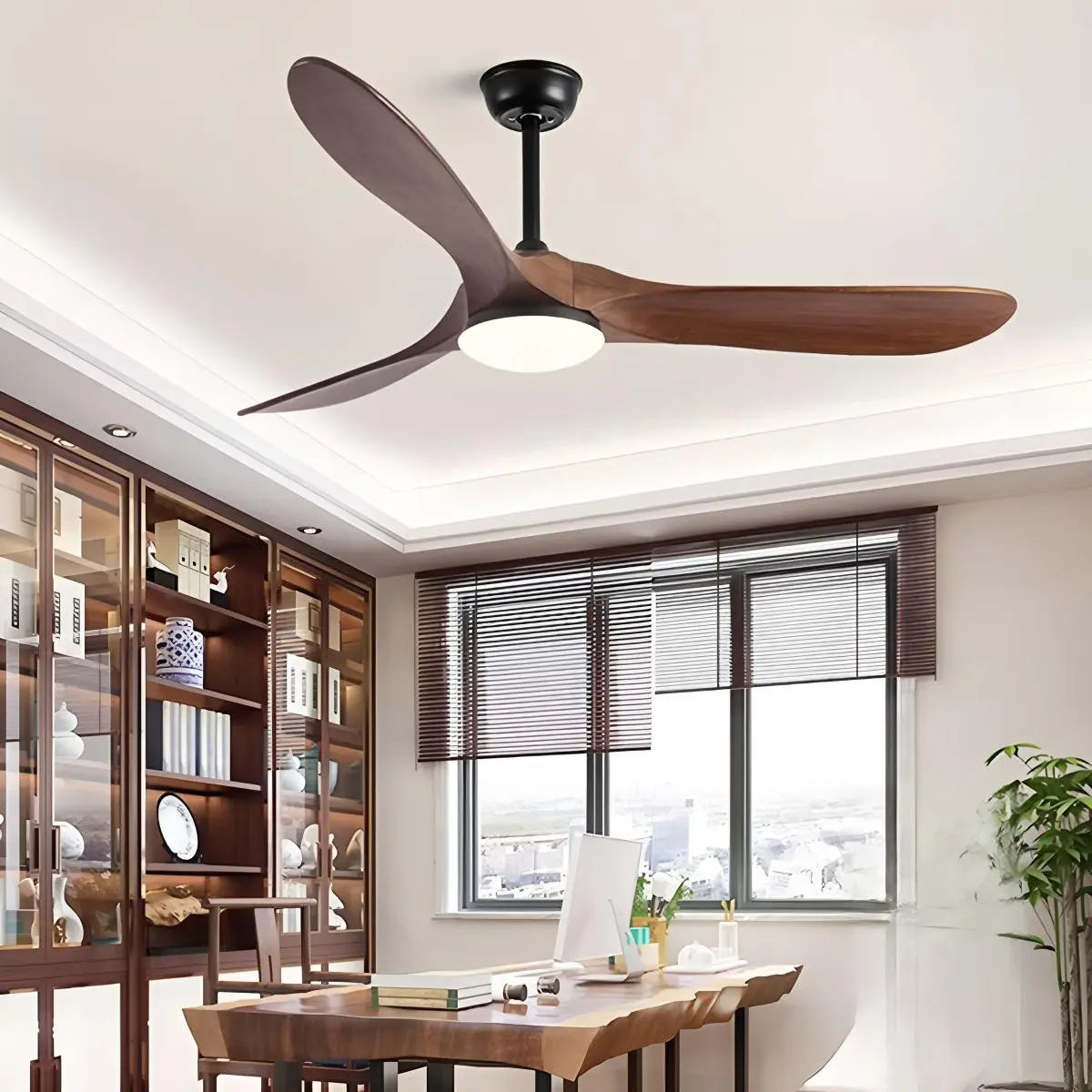 Feyran Nordic Solid Wood Ceiling Fan with Light