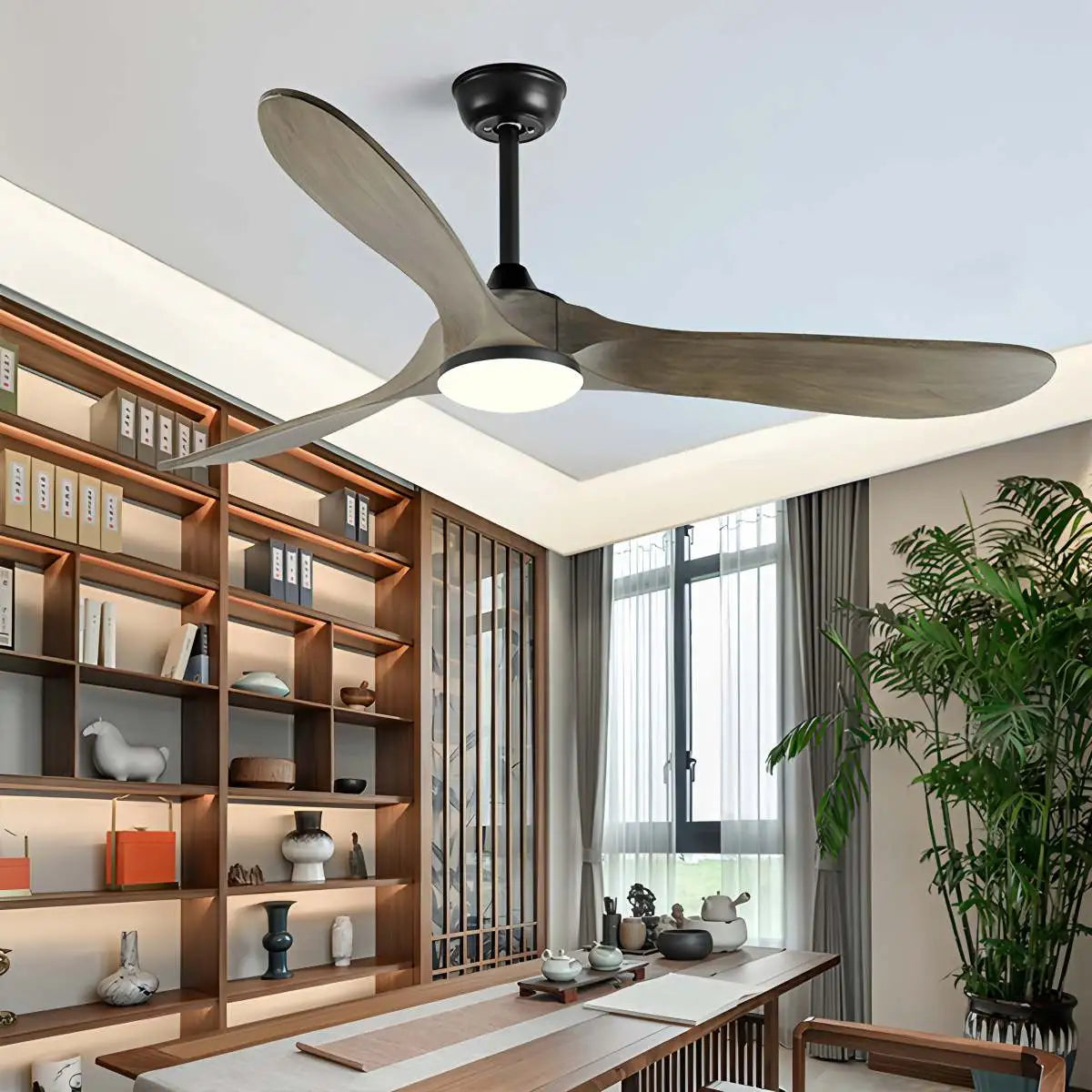 Feyran Nordic Solid Wood Ceiling Fan with Light