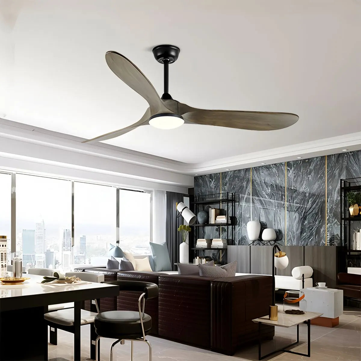Feyran Nordic Solid Wood Ceiling Fan with Light