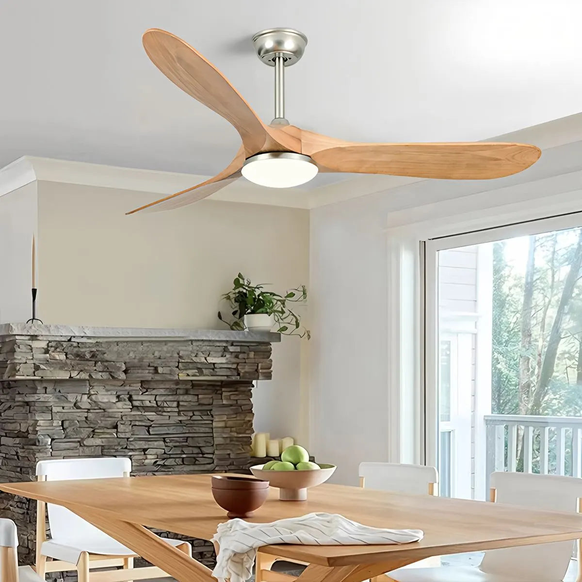 Feyran Nordic Solid Wood Ceiling Fan with Light