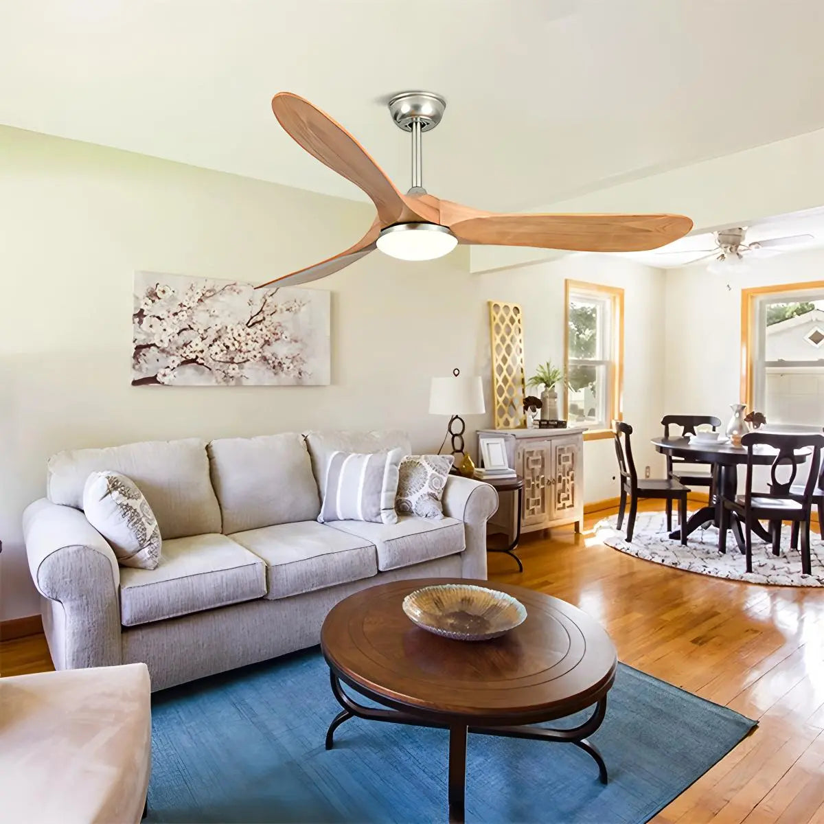 Feyran Nordic Solid Wood Ceiling Fan with Light