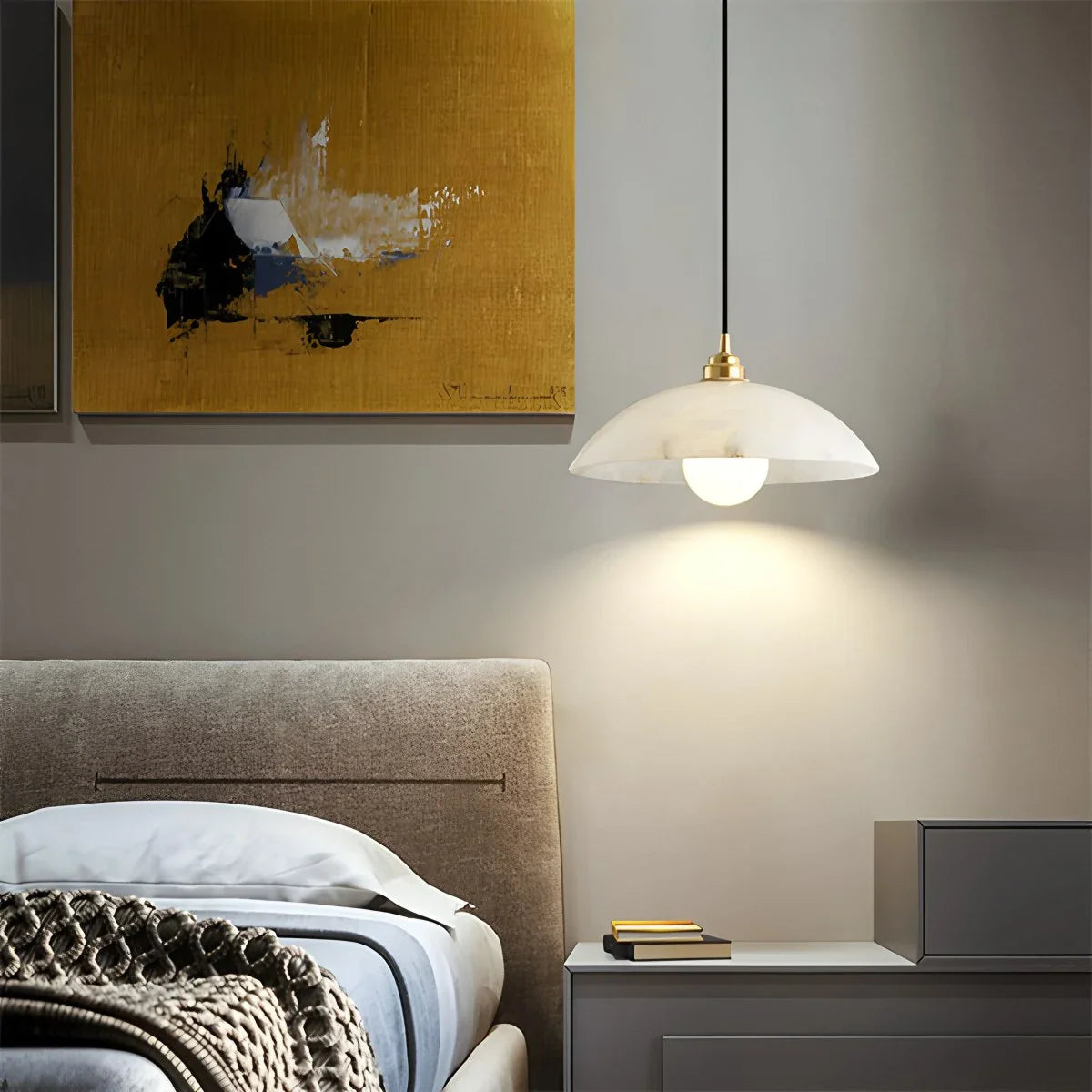 Feyran Dome Spanish Alabaster Pendant Light for Dining Room